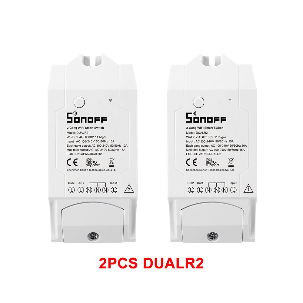 Itead Sonoff Dual R2 2 Gang Wifi Licht Smart Switch Tijdschema Smart Scène Via Ewelink Werkt Met Alexa Google thuis Ifttt: 2PCS Dual R2