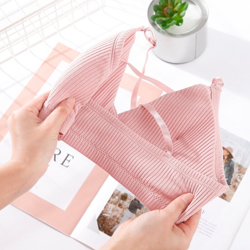 X Bra Summer Women's Cotton Cross Strap Sweet Simple Style Beauty Back Backpack Bra Deep V Solid Color Triangle Cup Tube Top