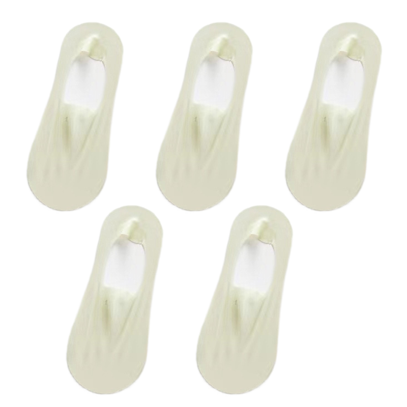 5Pairs Women Invisible Boat Socks Breathable Silicone Non-slip Ultra-thin Sock Slippers Elastic Ice Silk Low Sox: SKY BLUE