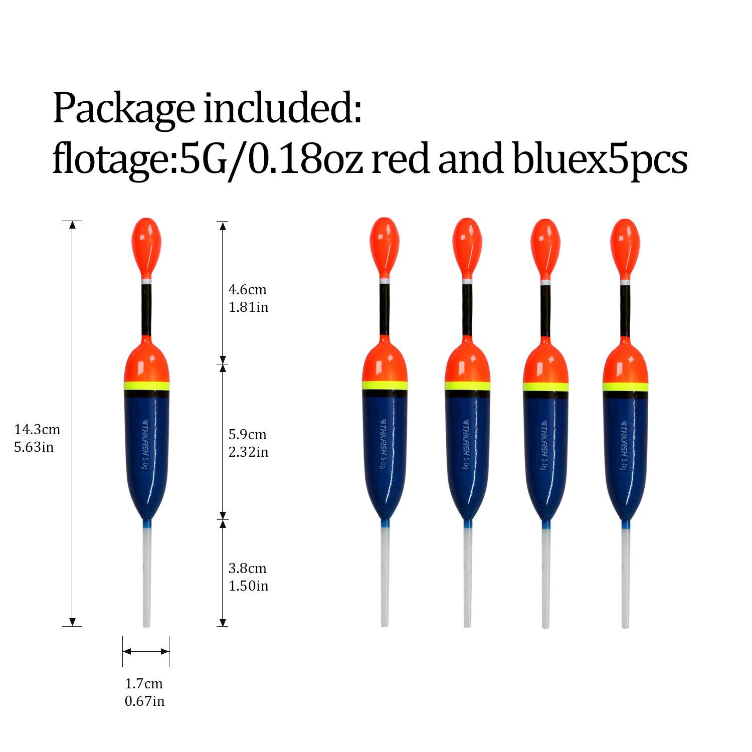 Lot de 5 flotteurs de pêche en bois, 15g, 5g: 5pcs 5g blue