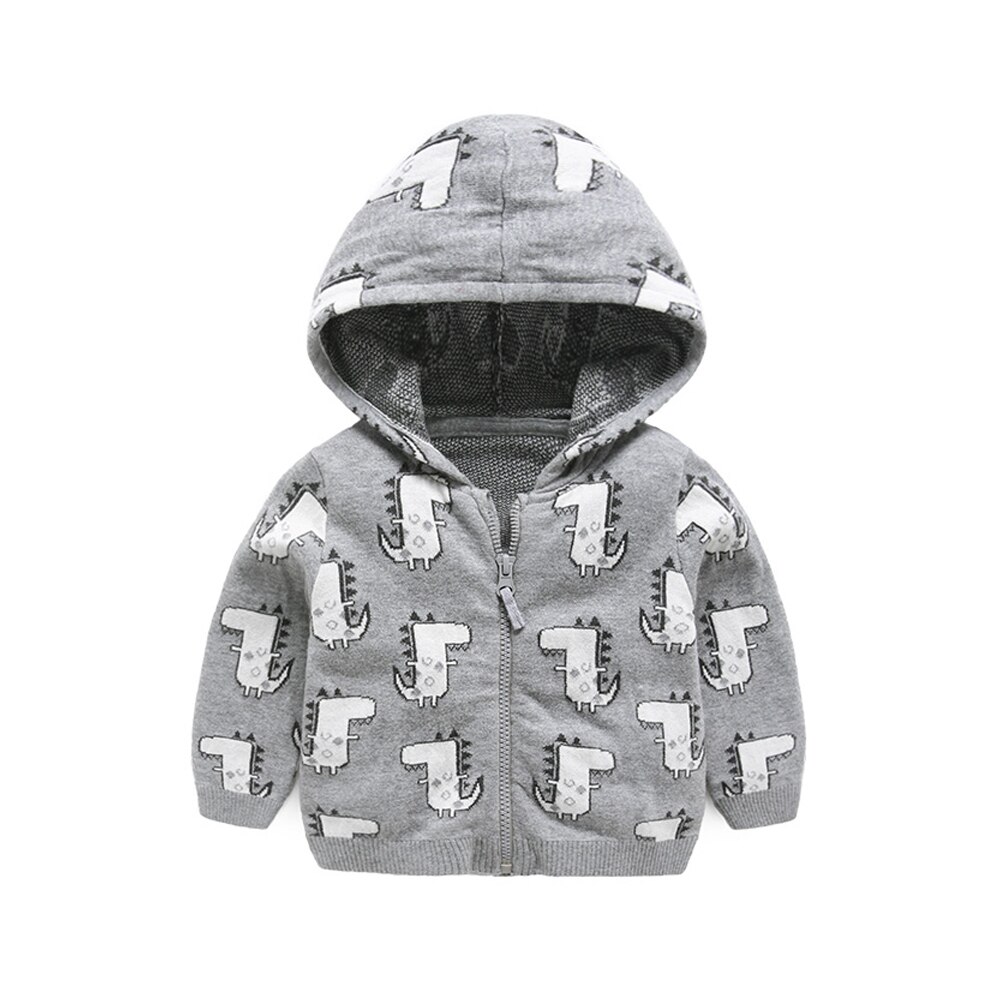 Tem Doger Autumn Infant Toddler Girls Boys Unisex Dinosaur Print Hooded Jacket Zipper Cardigan Coat Baby Casual Daily Outerwear: 3M