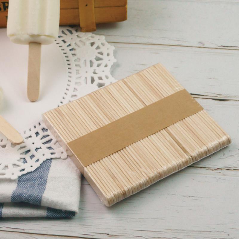 50pcs Wooden Sticks DIY Ice Cream Popsicle Sticks Cake Handicraft Lolly Timber