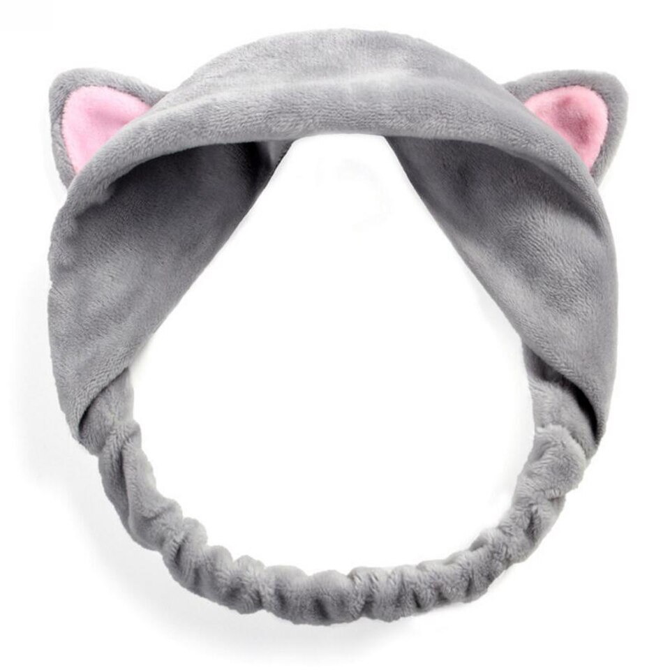 Härlig mjuk carol fleece katt öron smink kosmetisk dusch elastiskt hårband spa pannband tvätta ansikte hårspets pannband  hb011