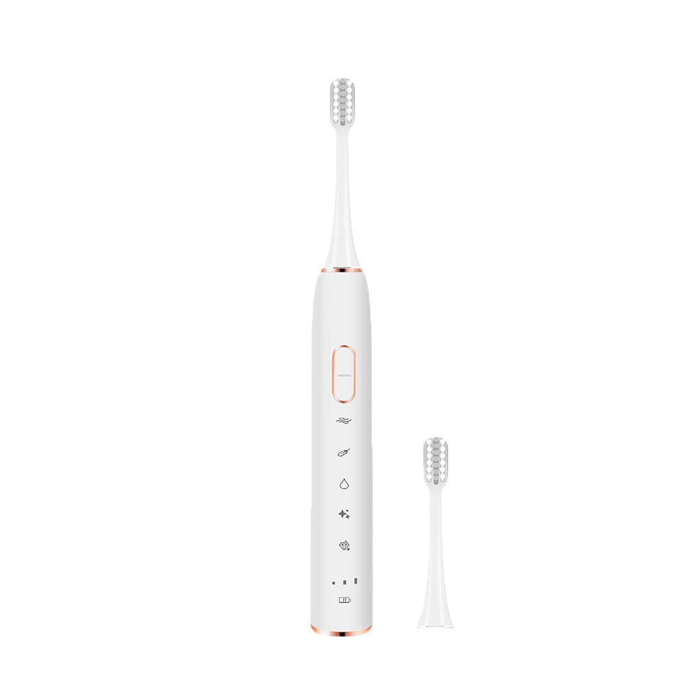 Electric Toothbrush S710 Ultrasonic Sonic toothbrush Wireless rechargeable battery IPX7 Waterproof extra brushes head: white and 2pcs head