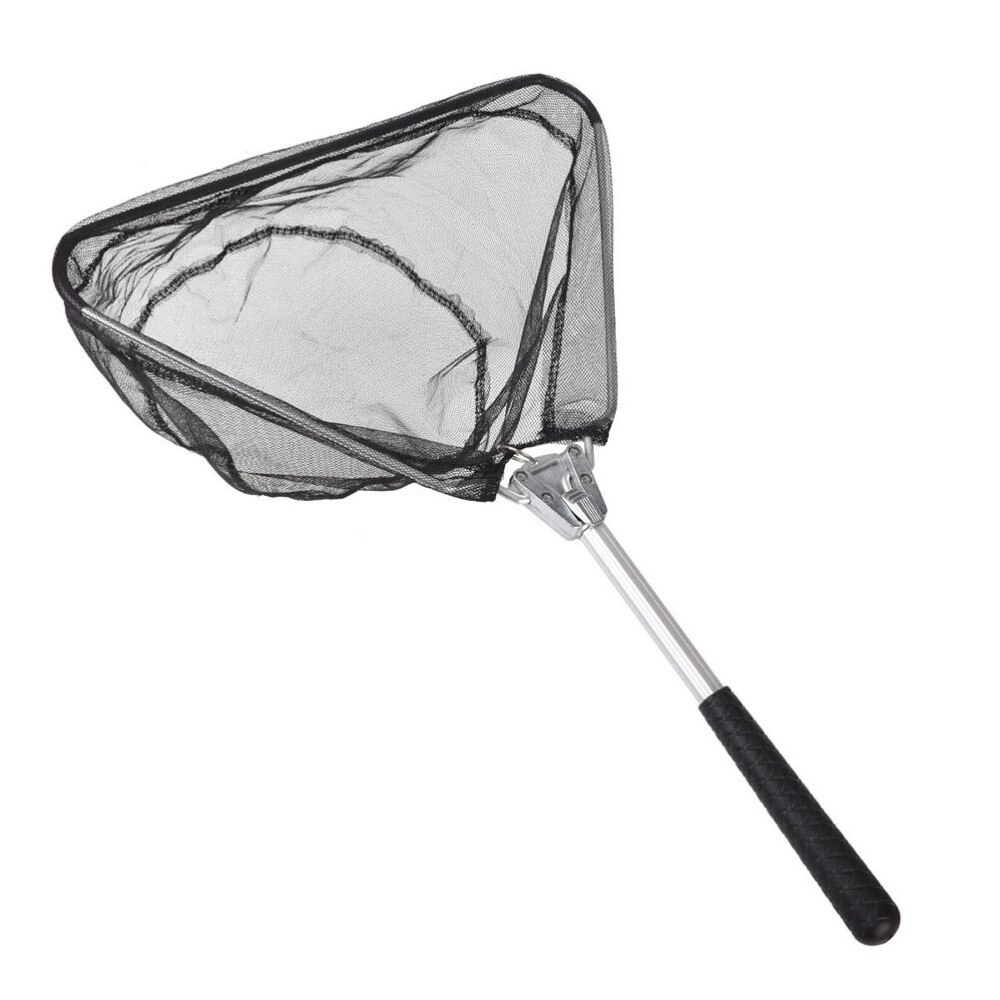 Aluminum Alloy Triangle Fishing Net Foldable Fish Landing Net Mini Collapsible Fish Catching Landing Net (50cm, Black)