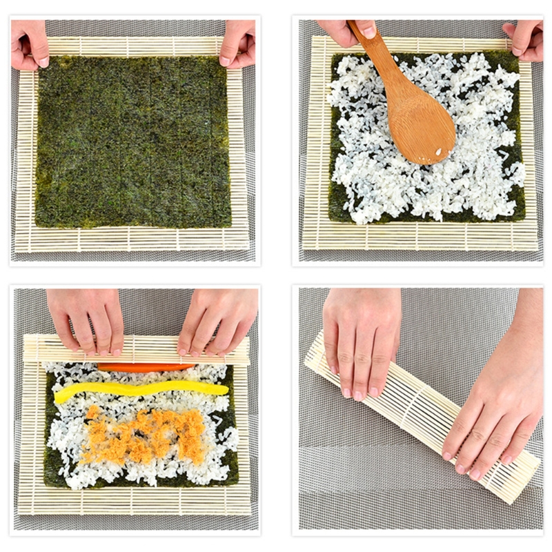 Kitchen Sushi Mat Natural Bamboo Sushi Rolling Chicken Roll Hand Maker Kitchen Japanese Sushi Maker Tools Durable Easy