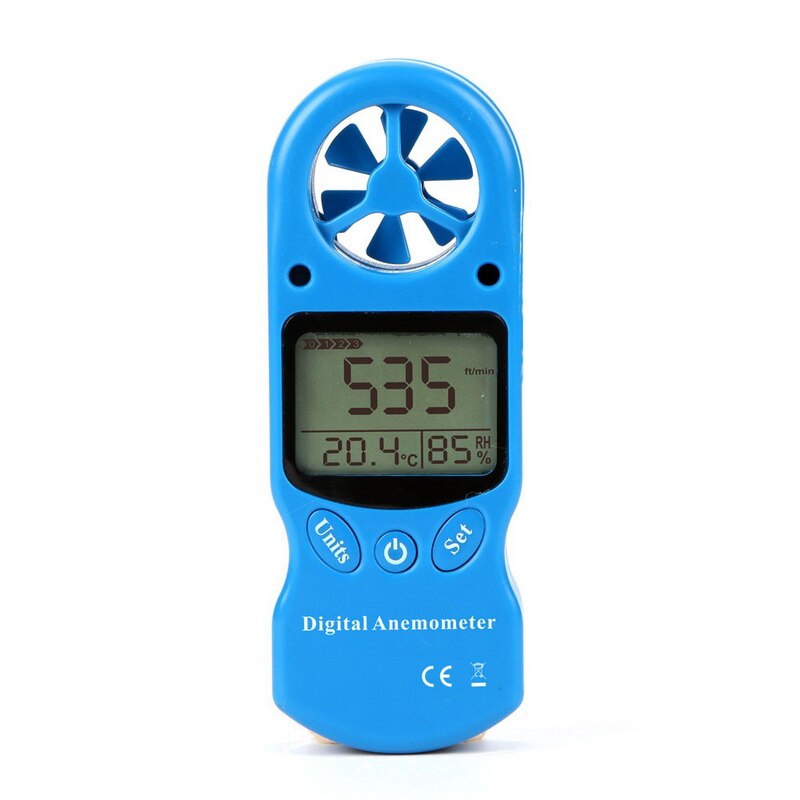 Digital vindmätare handhållen lcd vindhastighetsmätare med temperatur vindkylning bakgrundsbelysning max / min data som mäter vindhastighet