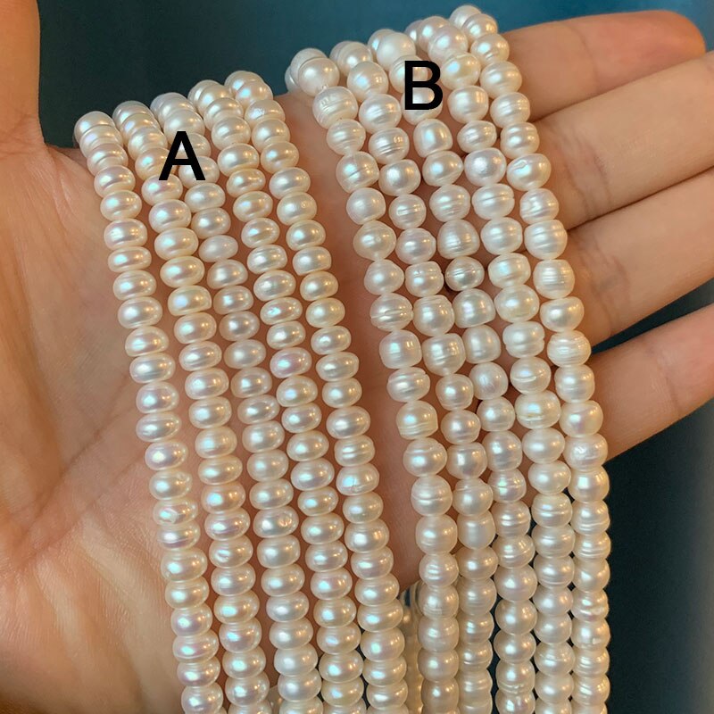 LUOMANXIARI White Freshwater Pearl A/B 100% Natural Rondelle Shape Beads For Jewelry Making Diy Women Bracelet Necklace 14.5''