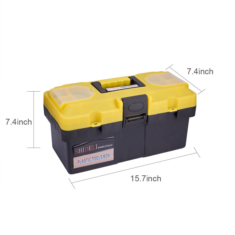 17inch Plastic Toolbox with Tray Compartment Tote Tool Box Parts PVC Case Chest Storage 1pcs No Tools Included