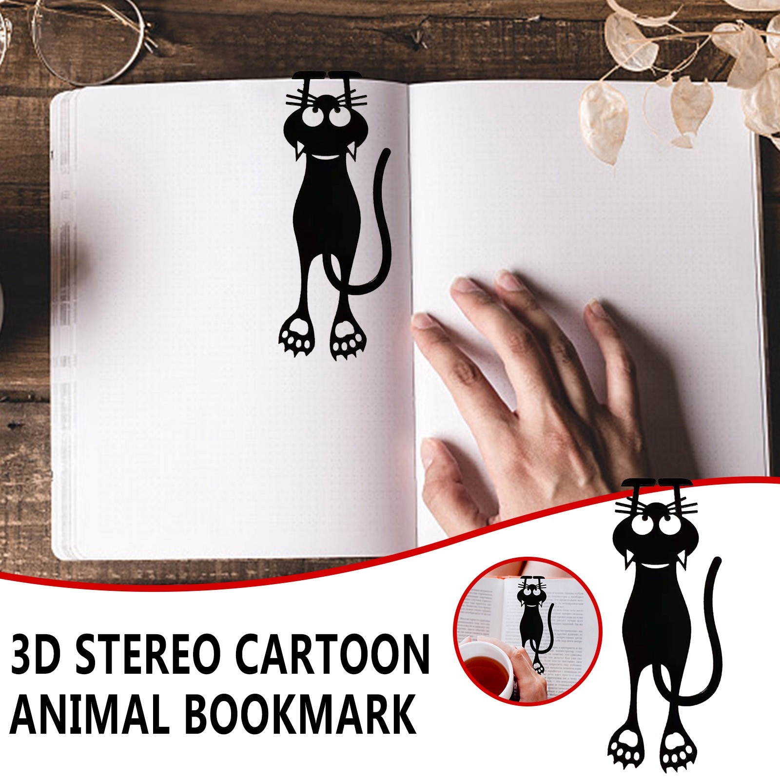 Kawaii Kat Bladwijzer 3D Stereo Kawaii Cartoon Mooie Animal Bladwijzers Wacky Bladwijzer Student Kids School Briefpapier