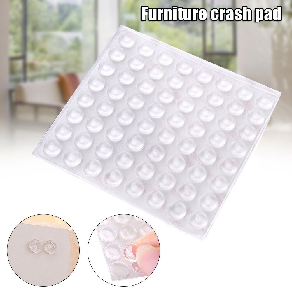 64Pcs/sheet Silicone Transparent Buffer Pads Self-adhesive Collision Cushion Furniture Ceramic Cabinets Doors Bumper Cushions