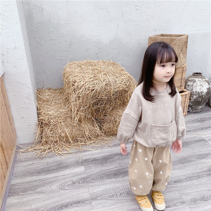 vêtements pour enfants automne nouvelle fille coréen revers pull à manches longues en vrac
