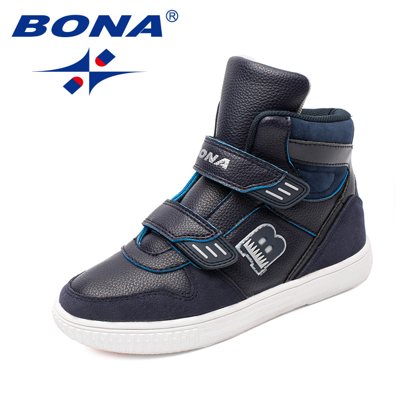 BONA Typische Stijl Kinderen Laarzen Klittenband Jongens Winter Schoenen Outdoor Sneakers Licht Zacht