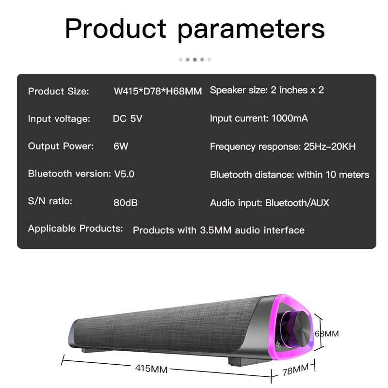 Bluetooth 5.0 Speaker Usb Bedrade Computer Geluid Bar Stereo Subwoofer Soundbar 3D Thuis Surround Luidsprekers Voor Pc Theater Aux 3.5mm