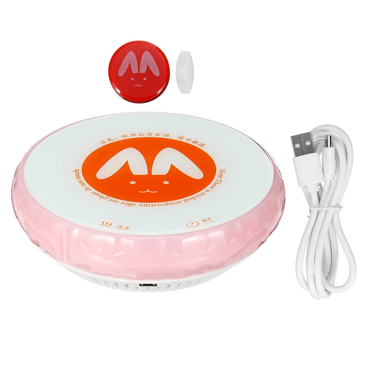 3 in 1 USB Gadget Warmer Cup Pad Magnetic Stirrer Cup Heating Mat Electric Tray Coffee Tea Warmer Cup Heater Mug Pad Office: Pink