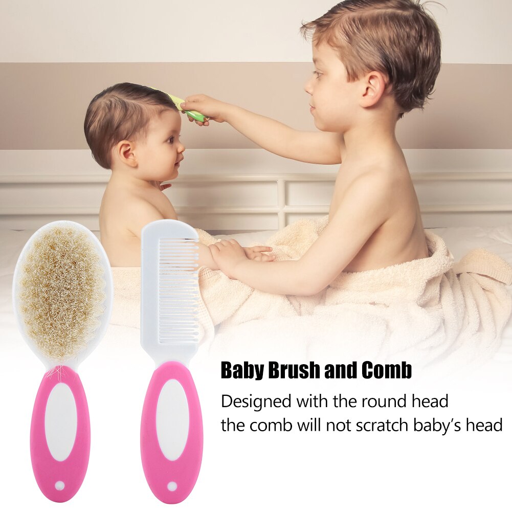 2pcs/set Portable Soft Newborn Baby Hair Brush Baby Kids Comb Child Hairbrush Sets Boys Girls Head Massager