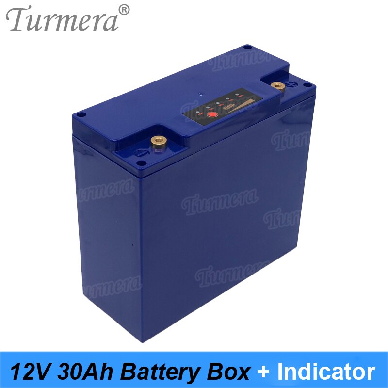 Turmera 12V 30Ah Battery Box Storage Case with Capacity Indicator Build 48Piece 18650 Battery for Uninterrupted Power Supply 12V: Blue Box