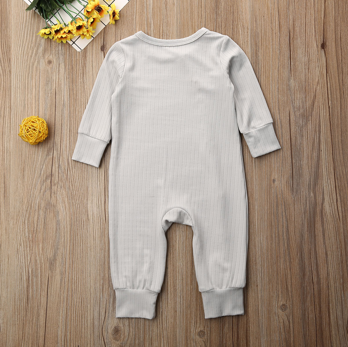 Baby Spring Autumn Clothing Newborn Kid Baby Girl Boy Clothes Long Sleeve Romper Jumpsuit Ribbed Solid Outfit Playsuits