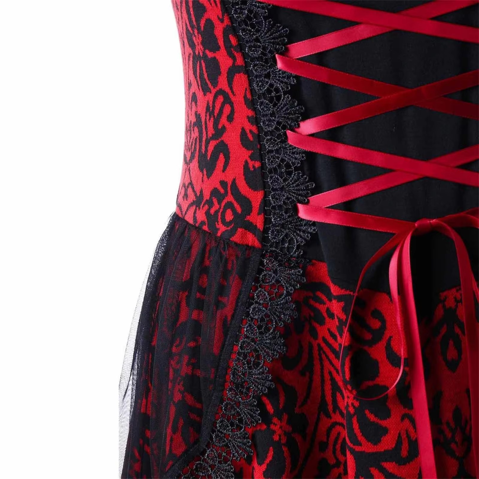 Spitze Gothic Vintage Kleid Frauen Halloween Cosplay Kostüm unregelmäßige Ärmel Kleider Robe mittelalter lichen Geist Vampir Kleidung Femme
