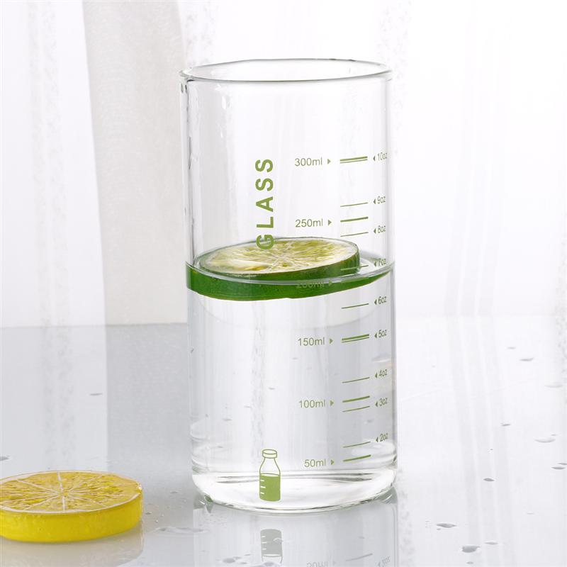 Taza medidora de agua de vidrio Simple de 301-400ML, botella portátil de vidrio para jugo, taza de leche con escala