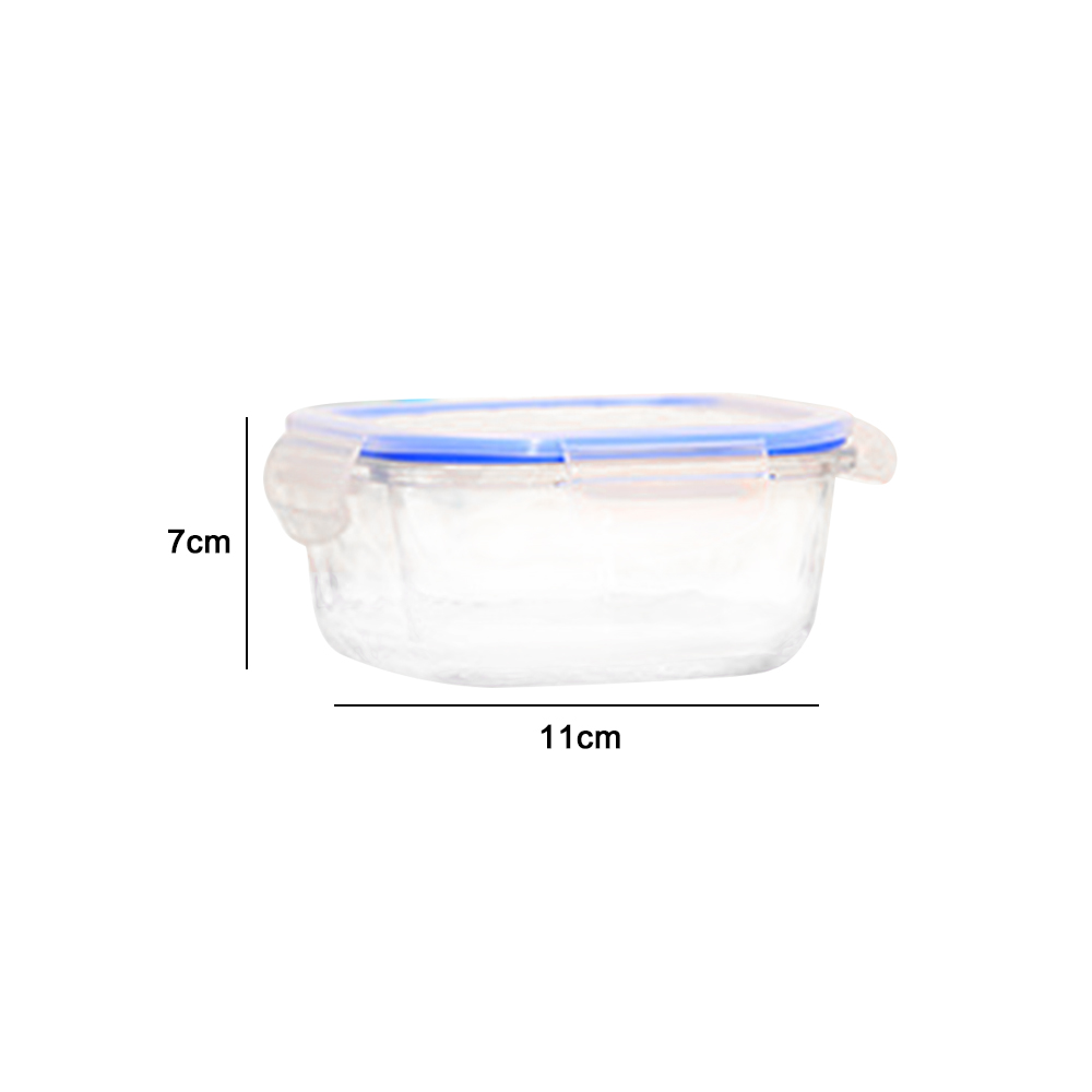 Glass Lunch Box Round Rectangle Transparent Blue Food Container Travel Portable Adults Kid Lunchbox Microwaveable: 760ml