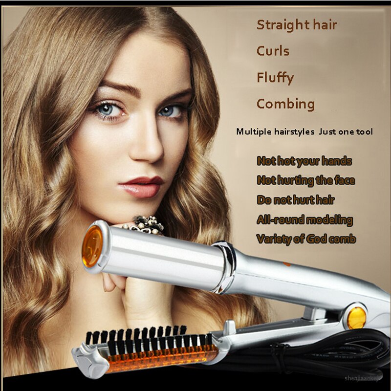 Straight hair curling artifact straight volume dual-use hairdressing tools electric curling iron home straightening splint 50W