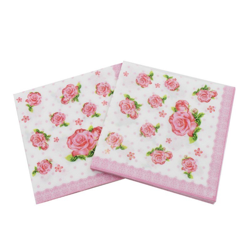 20 stk/pakning 33*33cm event- og festvev bursdagsblomst med ring papirservietter bryllupsserviettforsyning festdekorasjon: E