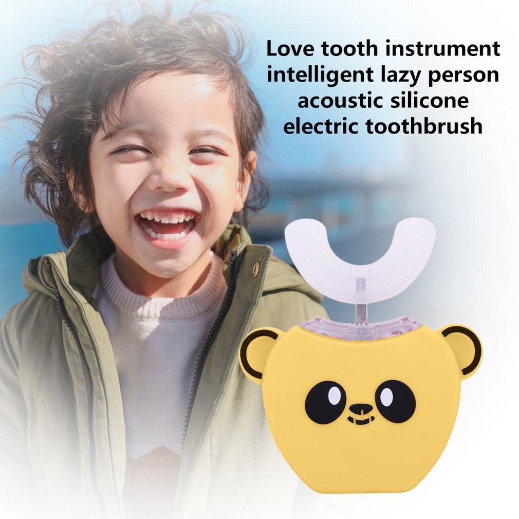 Smarte børnetandbørste n intelligent intelligent elektrisk u-formet tandbørste med stemme til 3-7 år gamle tandblegning af børn