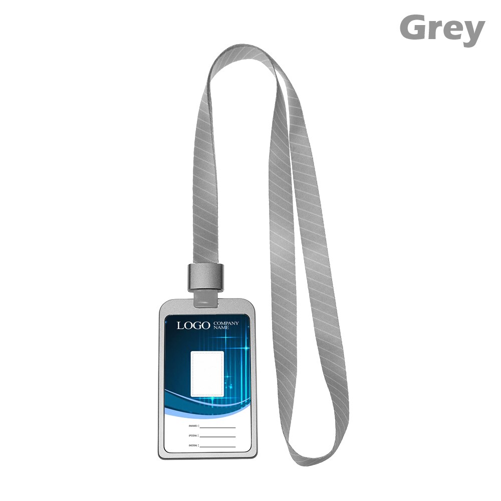 1pc aluminiumslegering kortholder visitkort id badge holder lodret metal id business case skole kontorartikler: Grå