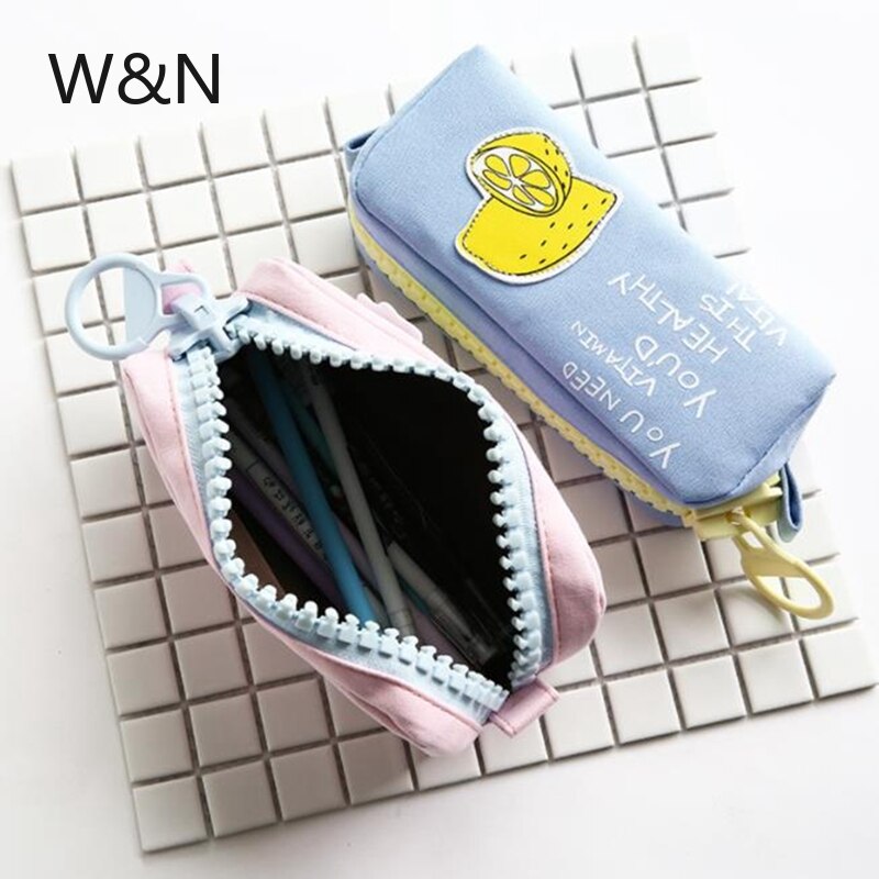 Grote Rits Etui School Etui Voor Meisjes Jongens Student Briefpapier Canvas Fruit Potlood Tas Leuke Pen Box School levert