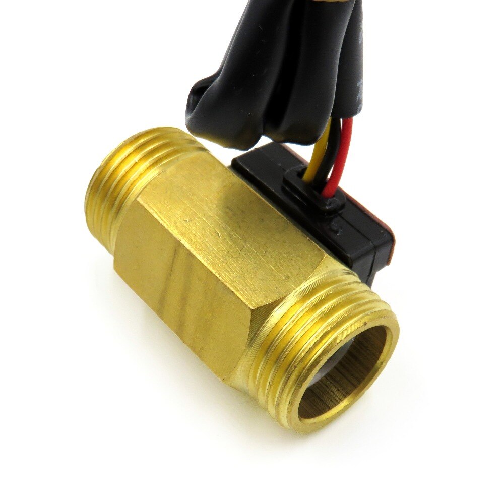 2PCS Hall Effect Water Flow Sensor Counter Indicator Flowmeter G3/4 DN20 Male Thread Brass 1-30L/min 50mm long