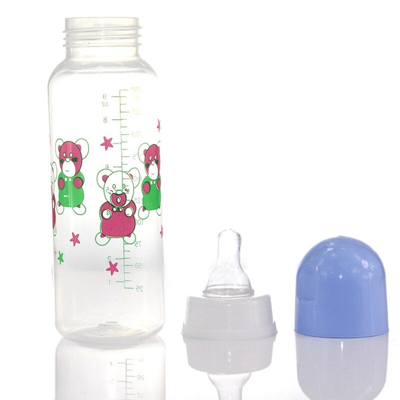 250Ml Willekeurige Kleur Pasgeboren Baby Melk Fles Baby Leren Drinkfles Kinderen Voeden Standaard Kaliber Pp Flessen