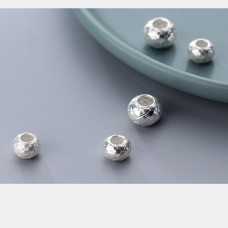 925 sterling sølv store hul vævede afstandsperler 9.5mm 11.5mm s925 sølv runde perler passer armbånd hår diy smykker fund