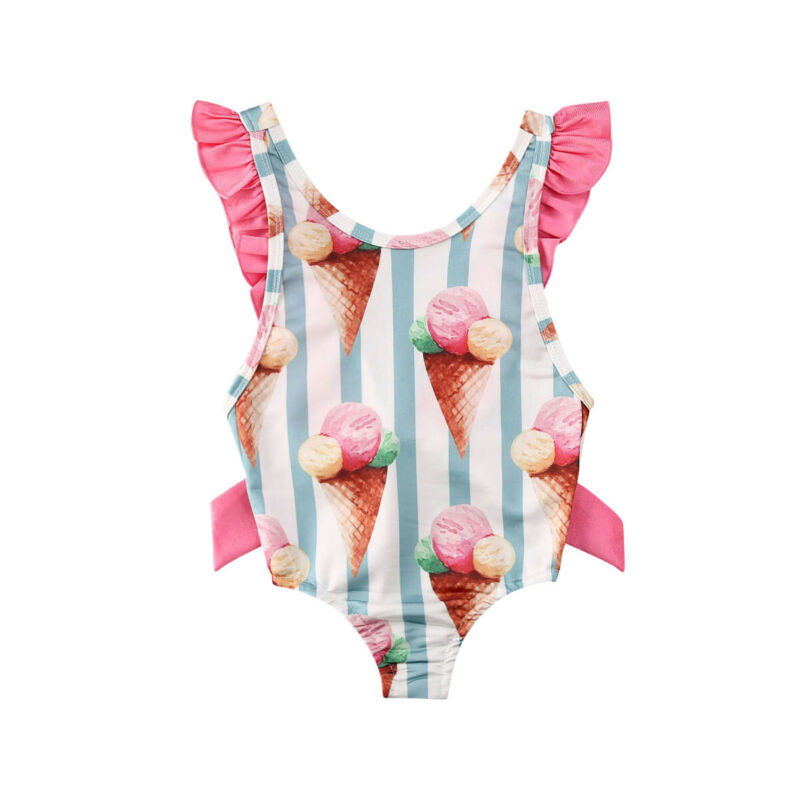 Baby badetøj spædbørn børn baby piger stribet badedragt badetøj svømme bikini badedragt print sommer bomuld