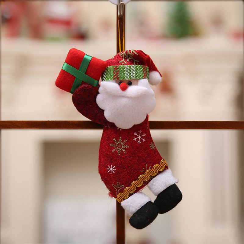 4pc kerstversieringen voor in de vorm van een kerstman, een hangende doos en een poppenhuisdecoratie