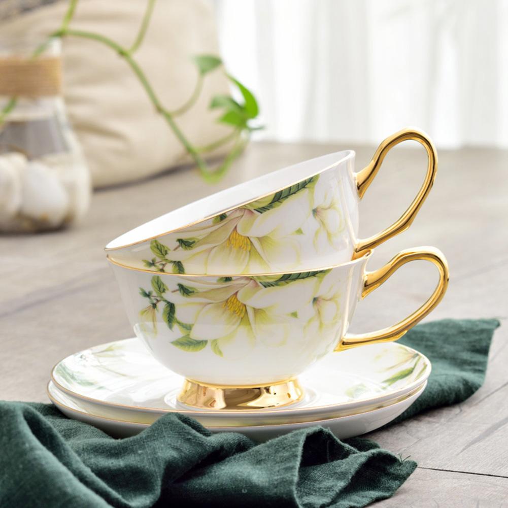 Europæisk stil ædel kaffe keramisk kop sæt med underkop ske luksus te kop til førsteklasses porcelæn te kop cafe fest
