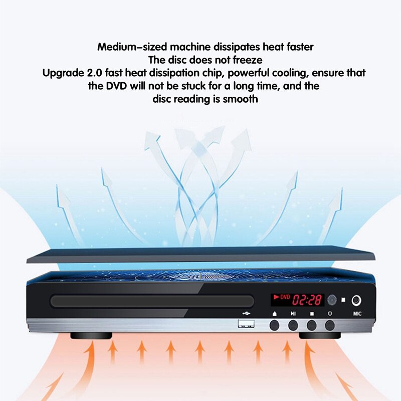 229 DVD Player 1080P HD Player TV HDMI Player with Remote Control for Home Office(US Plug)