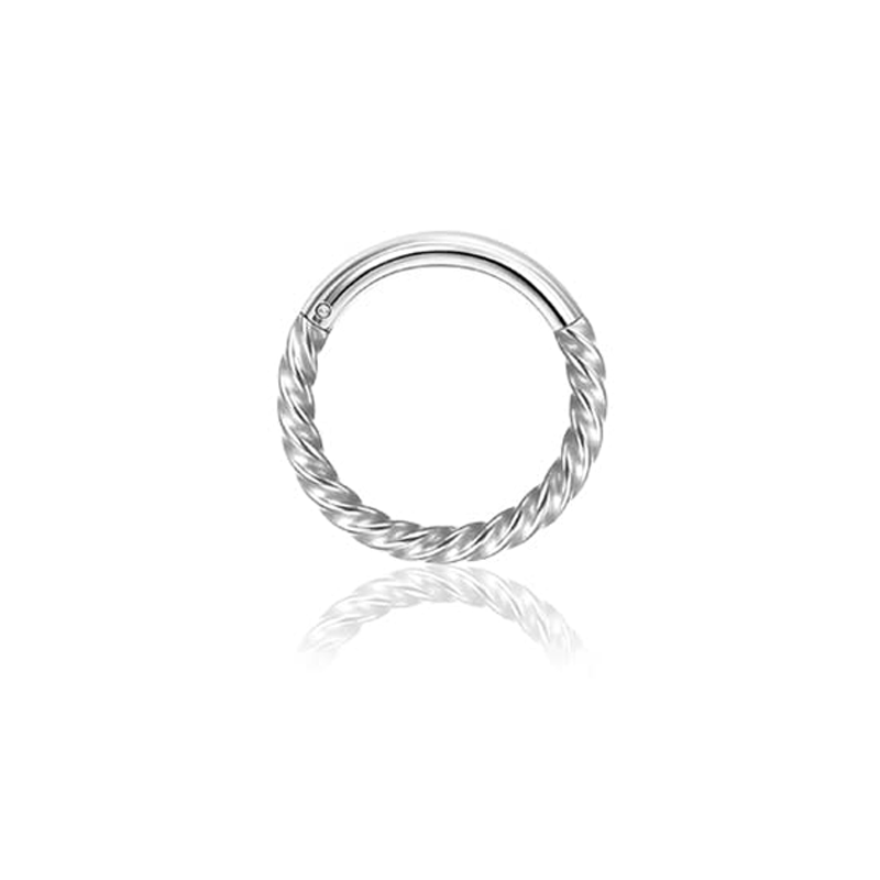Drperfect Septum Clicker Ring Rvs Opaal Kraakbeen Helix Tragus Hoepel Daith Oorbellen Neusringen Hoepel Piercing Sieraden: WHITE / Licht Geel Goud Kleur