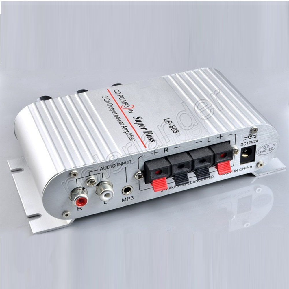 2.0 channel 2X20W RMS output power amplifier Mini Hi-Fi Audio Stereo Amplifier For Cars Motorcycle Boat PC MP3 DVD