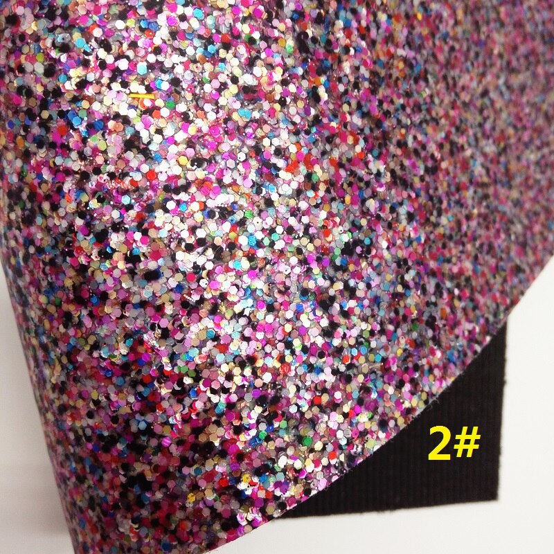 Gemengde kleuren glitterstof, strepen harten bedrukt synthetisch leer, imitatiestof voor strik  a4 21 x 29cm glinsterende ming  km009: 2