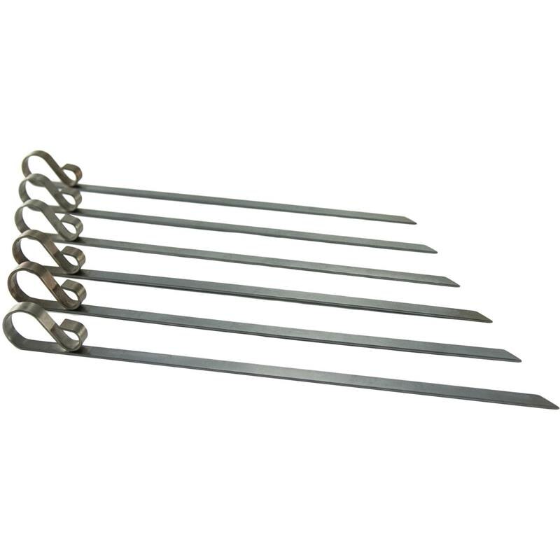 Stainless Steel Kabob Flat Skewer Premium Skewers set for Grill and BBQ Meat Metal Fork Barbecue Tool 6pcs 12.5inch 35cm