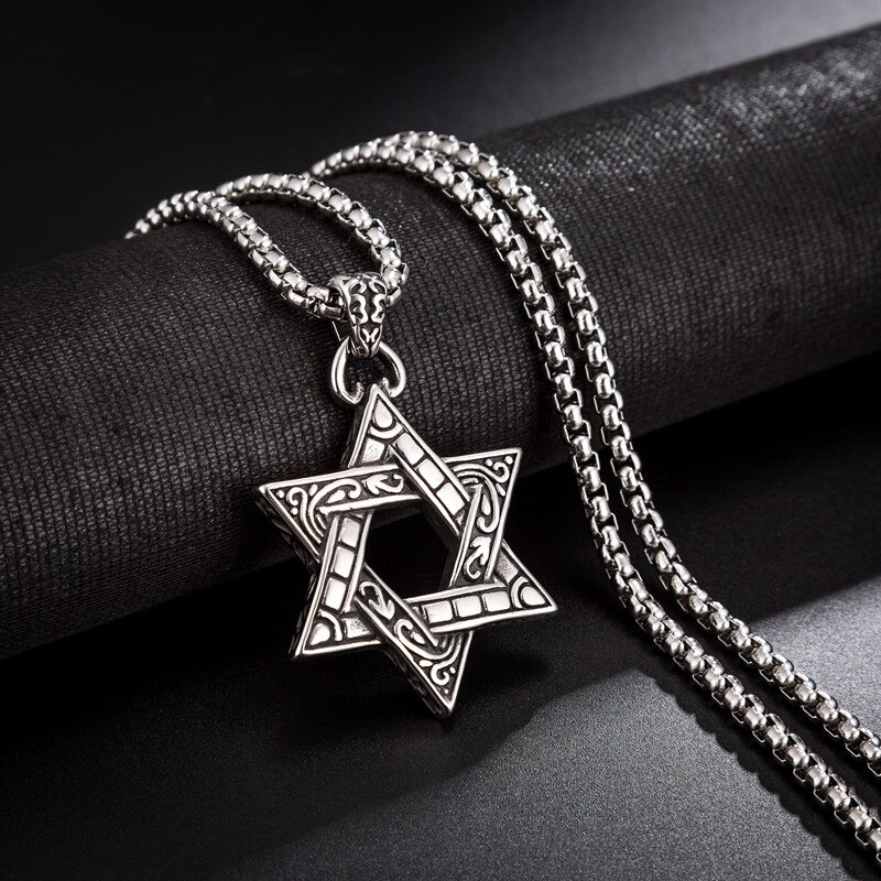 Klassisk hiphop hexagram stjerne af david vedhæng halskæder til mænd religiøs harajuku jødisk bijoux krave kolye