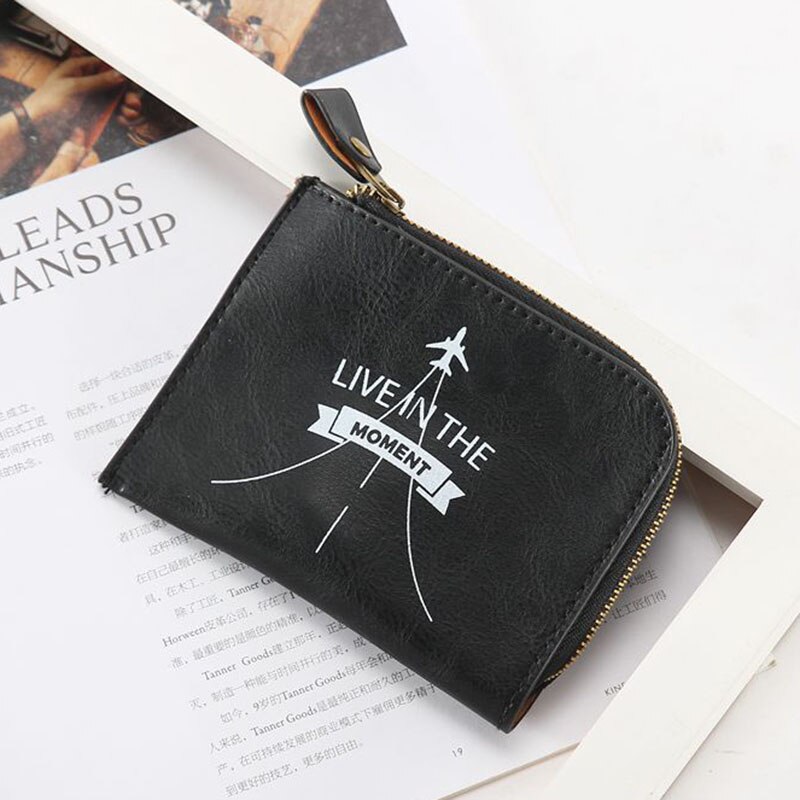 4 Kleuren Hoge Quanlity Eenvoudige Pu Leer Toevallige Portemonnee Jongens Pu Rits Portemonnee Mannen Mini Portemonnee key Card Bag: 1