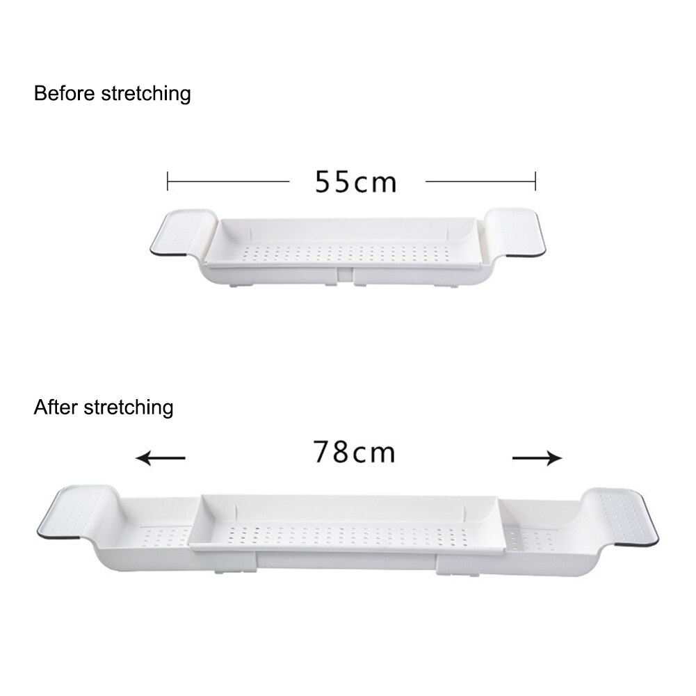 Estante para bañera extensible ajustable, organizador de Caddy, bandeja de plástico para bañera para libro/vino/teléfono/fruta
