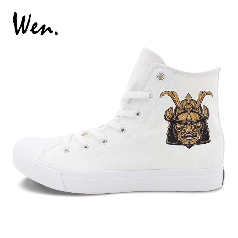 Wen Canvas Witte Schoenen Samurai Knight Warrior Hoge Top Mannen vrouwen Sneakers Skateboarden Schoenen Mannelijke Wandelschoenen