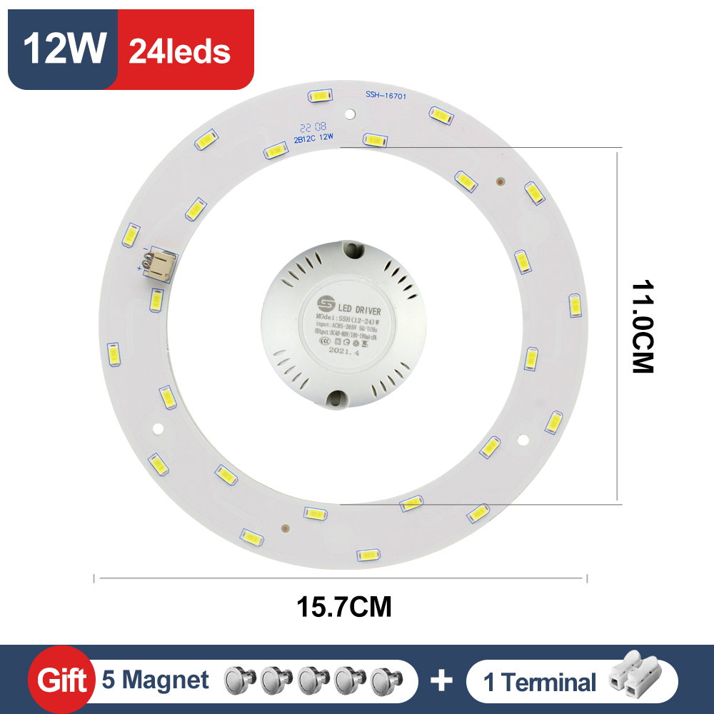Módulo LED de 220V, Panel LED de anillo, 12W, 15W, 18W, 24W, 30W, 36W, 40W, 50W, Kit de luz LED de repuesto para luces de ventilador de techo: Azul