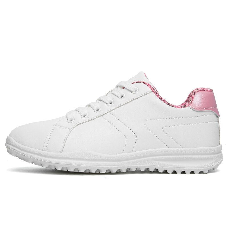 Waterproof Golf Shoes Women Girls Golf Training Sport Shoes Female Spiked Golf Shoes Kids Women Athletics Walking: White Pink / 5.5