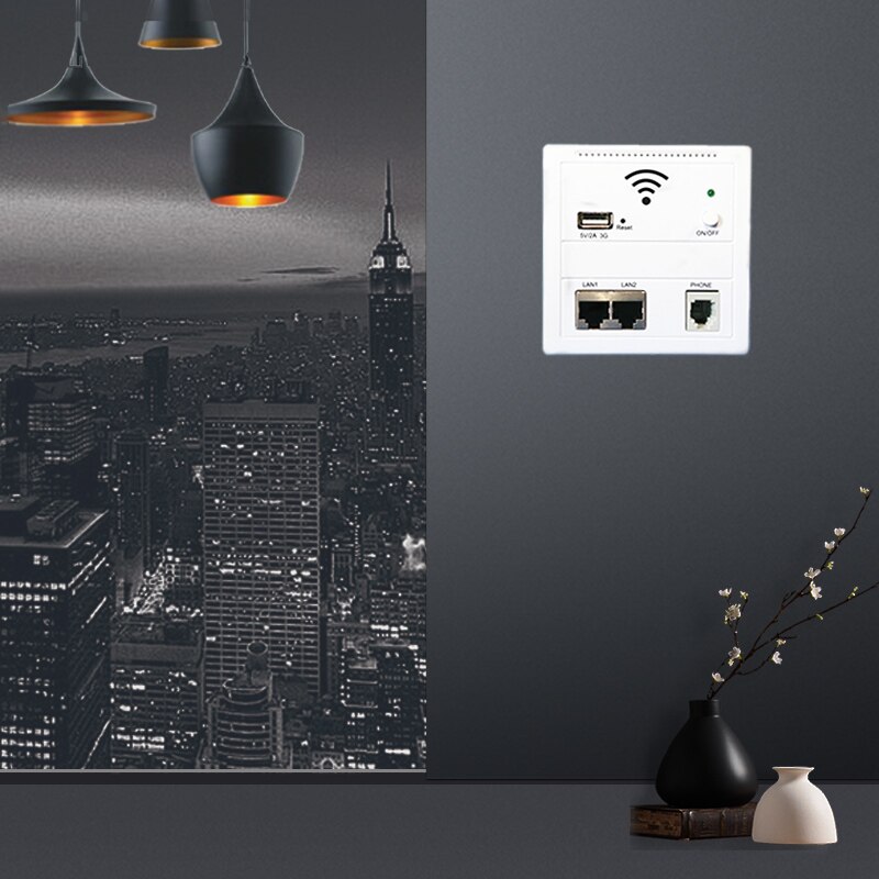 150Mbps in Wall WiFi Access Point Wireless Socket AP for Hotel WiFi Project Support AC Management RJ45 RJ11 WPS Encryption