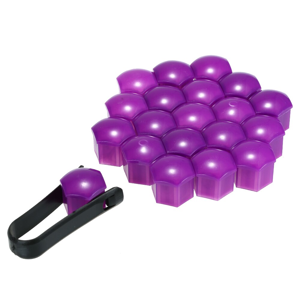 19Mm 20Pcs Universele Auto Wielmoer Covers Rood/Blauw/Groen/Grijs/Geel/Paars lug Moer Caps Schroef Protector Cover Wiel Moer Bout: Paars