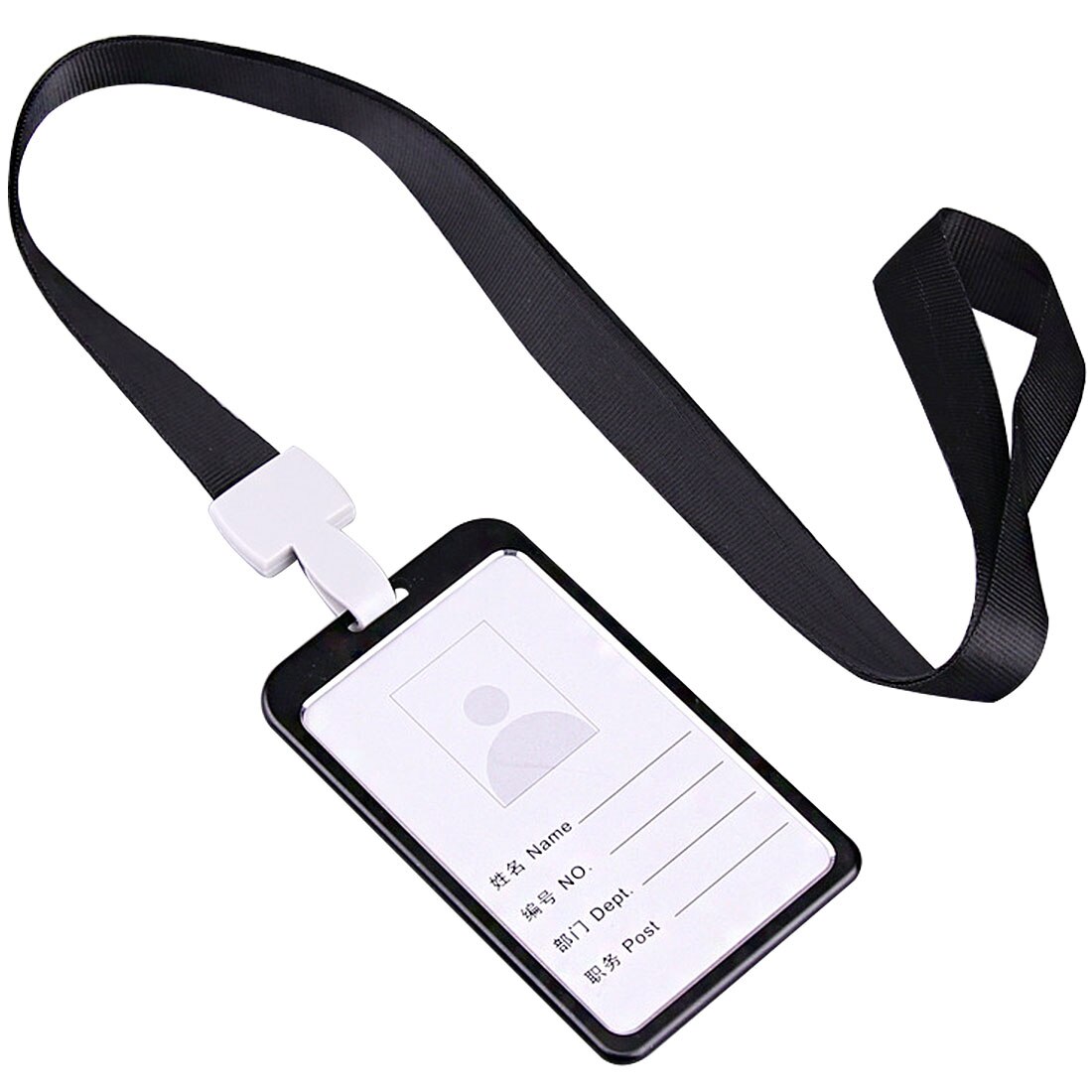 Aluminum Alloy Metal Vertical ID Badge Holder Bank Credit Card Bus Cards Case Cover Holders With Lanyard: vertical black